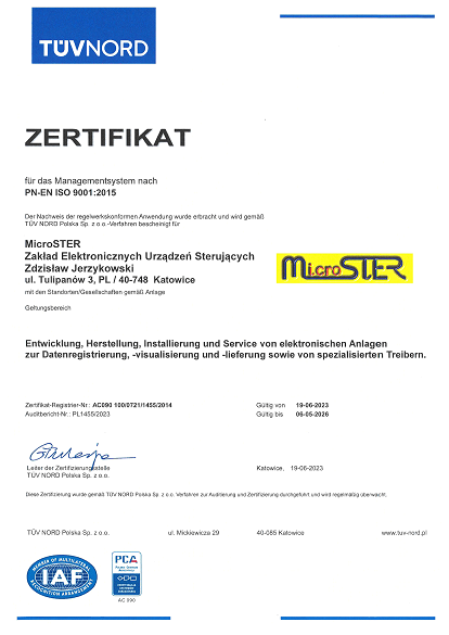 ISO certificate in deutsch